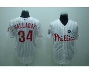 mlb philadelphia phillies #34 halladay white(red strip)