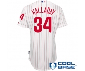 mlb philadelphia phillies #34 halladay white(red strip)cool base