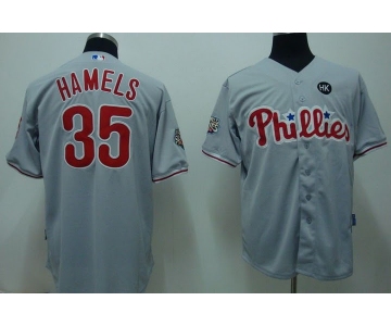 mlb philadelphia phillies #35 Hamels 2008 world series grey