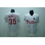 mlb philadelphia phillies #35 Hamels 2008 world series white(red strip)