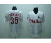 mlb philadelphia phillies #35 Hamels 2008 world series white(red strip)