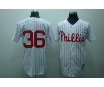 mlb philadelphia phillies #36 roberts m&n white(red strip)