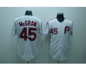 mlb philadelphia phillies #45 mcgraw m&n white(red strip)