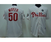 mlb philadelphia phillies #50 moyer 2009 world series white(red strip)