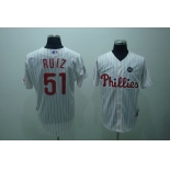 mlb philadelphia phillies #51 RUIZ 2009 world series white(red strip)