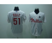 mlb philadelphia phillies #51 RUIZ 2009 world series white(red strip)