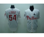 mlb philadelphia phillies #54 Lidge 2008 world series white(red strip)