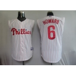 mlb philadelphia phillies #6 howard white(red strip) vest