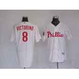 mlb philadelphia phillies #8 Victorino 2008 world series white(red strip)