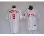 mlb philadelphia phillies #8 Victorino 2008 world series white(red strip)