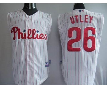 mlb philadephia phillis #26 chase utley white[red strip vest]