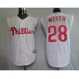 mlb philadephia phillis #28 werth white[red strip vest]