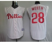 mlb philadephia phillis #28 werth white[red strip vest]