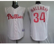 mlb philadephia phillis #34 halladay white[red strip vest]