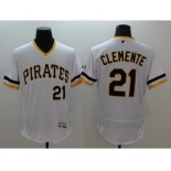 Men Pittsburgh Pirates #21 Roberto Clemente Majestic White Flexbase Authentic Collection Cooperstown Player Jersey