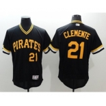 Men Pittsburgh Pirates #21 Roberto Clemente Majestic black Flexbase Authentic Collection Cooperstown Player Jersey