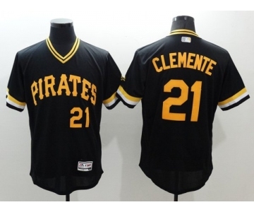 Men Pittsburgh Pirates #21 Roberto Clemente Majestic black Flexbase Authentic Collection Cooperstown Player Jersey