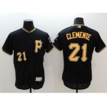 Men Pittsburgh Pirates #21 Roberto Clemente Majestic black Flexbase Authentic Collection Player Jersey