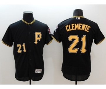 Men Pittsburgh Pirates #21 Roberto Clemente Majestic black Flexbase Authentic Collection Player Jersey