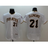 Men Pittsburgh Pirates #21 Roberto Clemente Majestic white Flexbase Authentic Collection Player Jersey