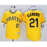 Men Pittsburgh Pirates #21 Roberto Clemente Majestic yellow Flexbase Authentic Collection Player Jersey