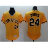 Men Pittsburgh Pirates #24 Barry Bonds Majestic Yellow Flexbase Authentic Collection Player Jersey