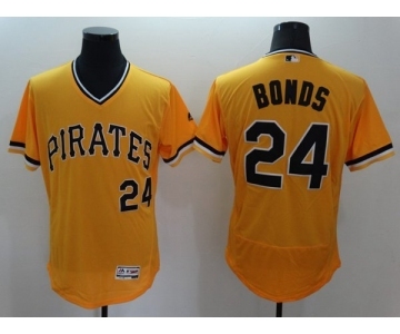 Men Pittsburgh Pirates #24 Barry Bonds Majestic Yellow Flexbase Authentic Collection Player Jersey