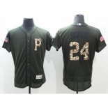 Men Pittsburgh Pirates #24 barry bonds Majestic Green Salute to Service Flexbase Authentic Collection Player Jersey