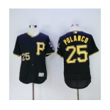 Men Pittsburgh Pirates #25 Gregory Polanco Majestic Black Flexbase Authentic Collection Player Jersey