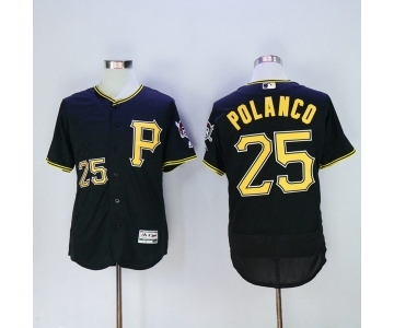 Men Pittsburgh Pirates #25 Gregory Polanco Majestic Black Flexbase Authentic Collection Player Jersey