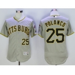 Men Pittsburgh Pirates #25 Gregory Polanco Majestic grey Flexbase Authentic Collection Player Jersey