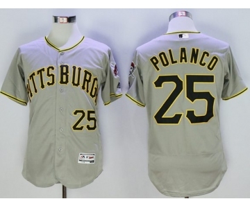 Men Pittsburgh Pirates #25 Gregory Polanco Majestic grey Flexbase Authentic Collection Player Jersey