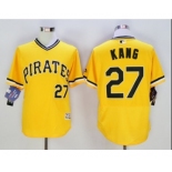 Men Pittsburgh Pirates #27 Jung Ho Kang Majestic yellow Flexbase Authentic Collection Player Jersey