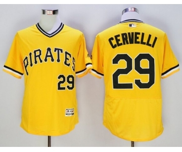 Men Pittsburgh Pirates #29 Francisco Cervelli Majestic yellow Flexbase Authentic Collection Player Jersey