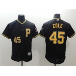 Men Pittsburgh Pirates #45 Gerrit Cole Majestic Black Flexbase Authentic Collection Player Jersey