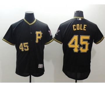 Men Pittsburgh Pirates #45 Gerrit Cole Majestic Black Flexbase Authentic Collection Player Jersey