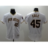 Men Pittsburgh Pirates #45 Gerrit Cole Majestic White Flexbase Authentic Collection Player Jersey