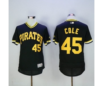 Men Pittsburgh Pirates #45 Gerrit Cole Majestic black Flexbase Authentic Collection Cooperstown Player Jersey