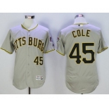 Men Pittsburgh Pirates #45 Gerrit Cole Majestic white Flexbase Authentic Collection Player Jersey