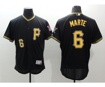 Men Pittsburgh Pirates #6 Starling Marte Majestic Black Flexbase Authentic Collection Player Jersey Player