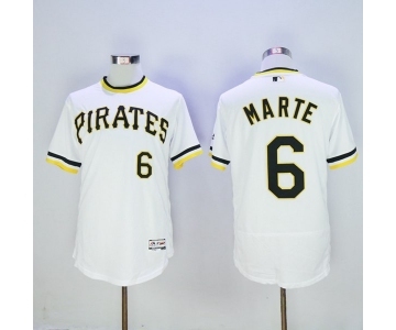 Men Pittsburgh Pirates #6 Starling Marte Majestic White Flexbase Authentic Collection Cooperstown Player Jersey