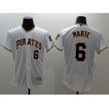 Men Pittsburgh Pirates #6 Starling Marte Majestic White Flexbase Authentic Collection Player Jersey