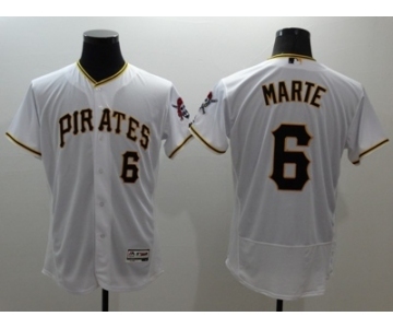 Men Pittsburgh Pirates #6 Starling Marte Majestic White Flexbase Authentic Collection Player Jersey