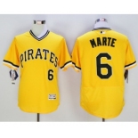 Men Pittsburgh Pirates #6 Starling Marte Majestic yellow Flexbase Authentic Collection Player Jersey