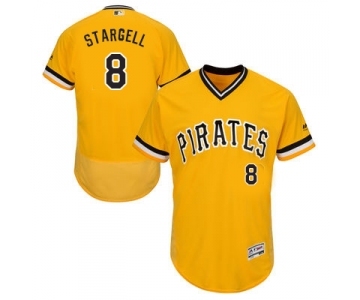 Men Pittsburgh Pirates #8 Willie Stargell Majestic Yellow Flexbase Authentic Collection Player Jersey