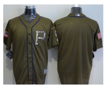 Men Pittsburgh Pirates Blank Green Salute to Service Stitched Baseball Jersey