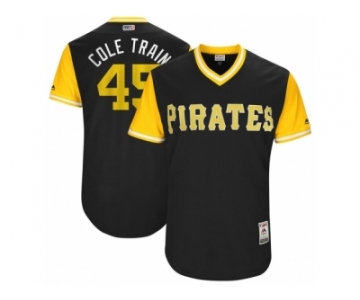 Men's 2017 Little League World Series Pirates #45 Gerrit Cole Cole Train Black Jersey