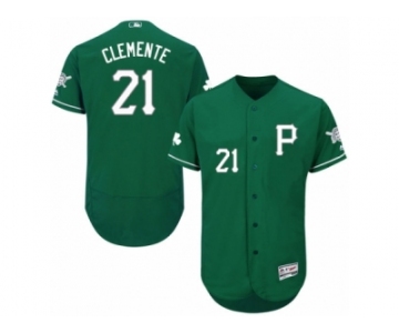 Men's Majestic Pittsburgh Pirates #21 Roberto Clemente Green Celtic Flexbase Authentic Collection MLB Jersey