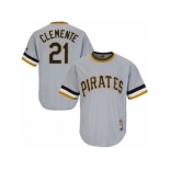 Men's Majestic Pittsburgh Pirates #21 Roberto Clemente Replica Grey Cooperstown Throwback MLB Jersey