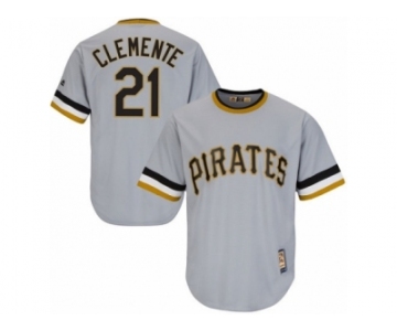 Men's Majestic Pittsburgh Pirates #21 Roberto Clemente Replica Grey Cooperstown Throwback MLB Jersey